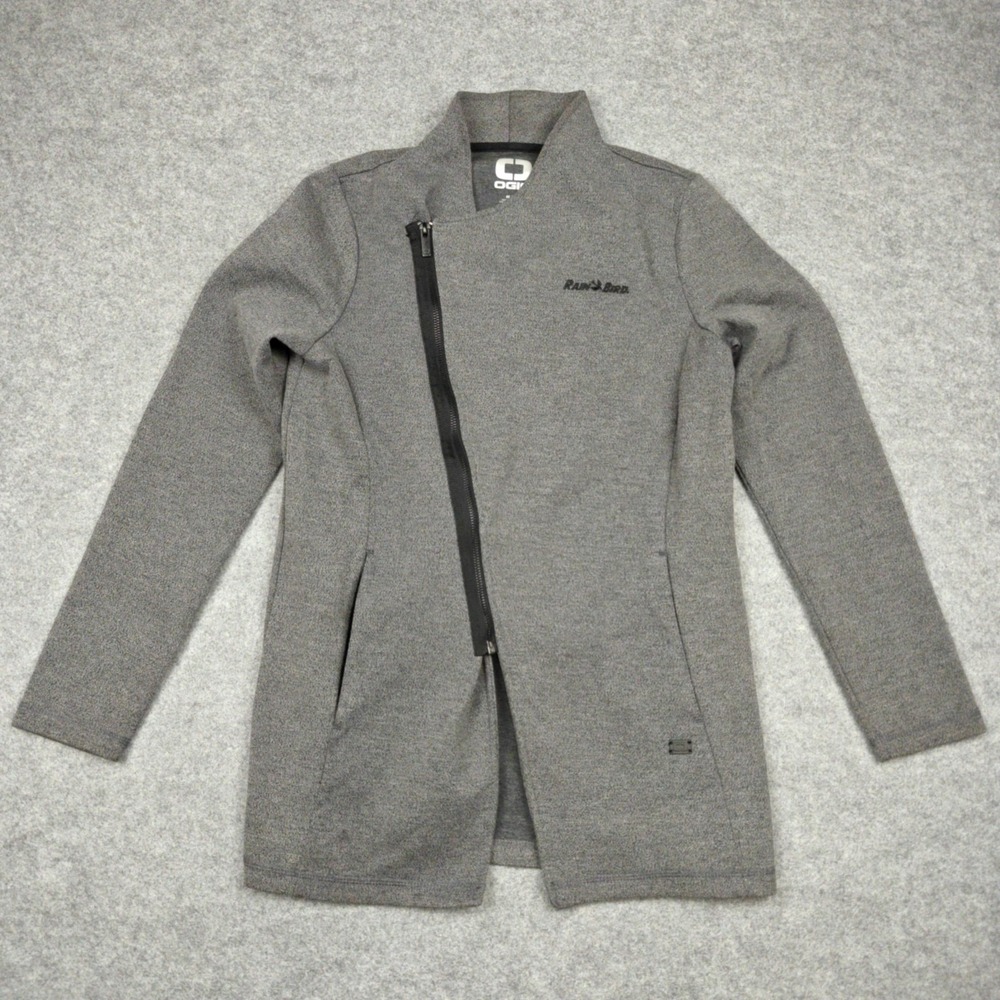 Ogio Jacket Mens Medium‎ Gray Knit Asymmetrical Zip Moto Mid-Length Rain Bird
